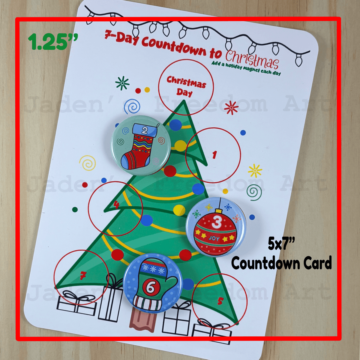 7 Day Christmas Countdown Magnet Set 8 Piece Holiday Magnets for Kids Families Classroom Gift Includes Countdown Card