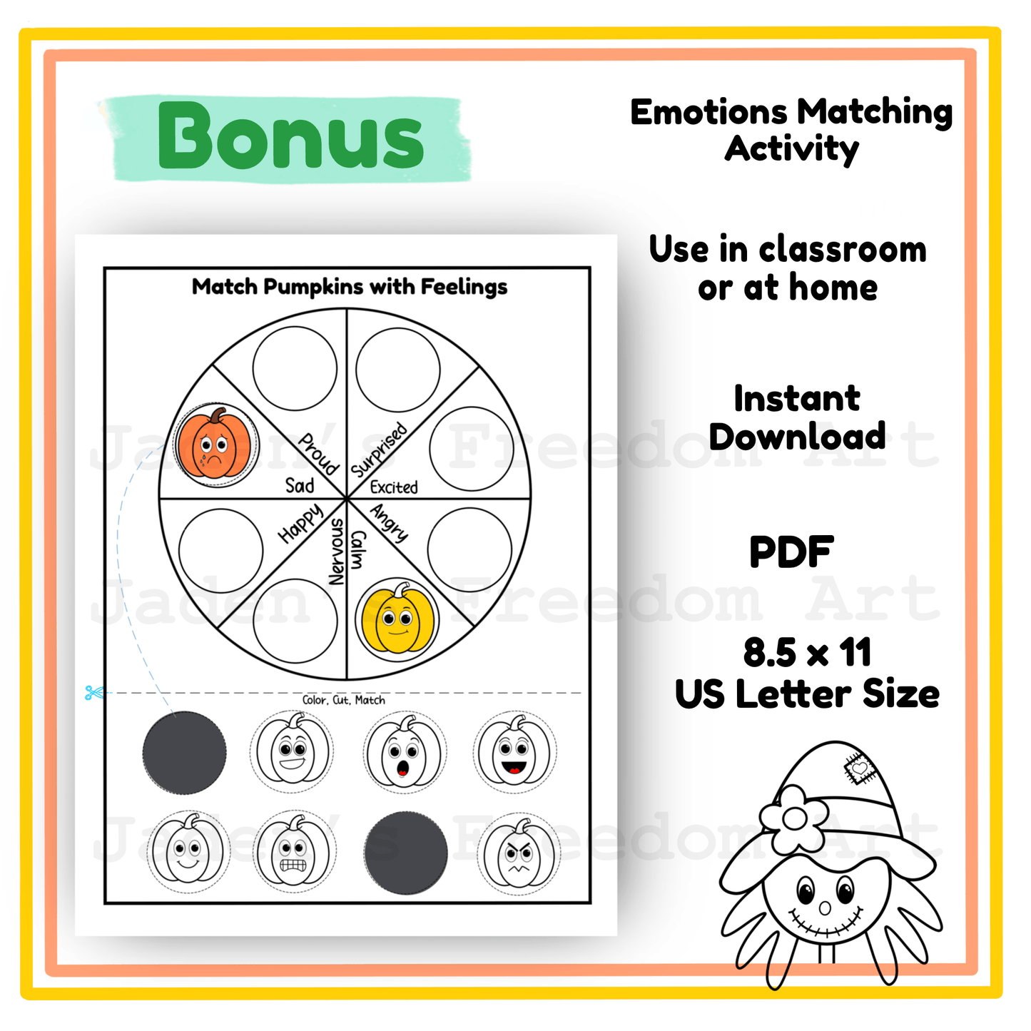 Fall Feelings Activities Pumpkin Themed SEL Pack Emotions Identification Worksheets Flashcards Kindergarten 1st and 2nd Grade