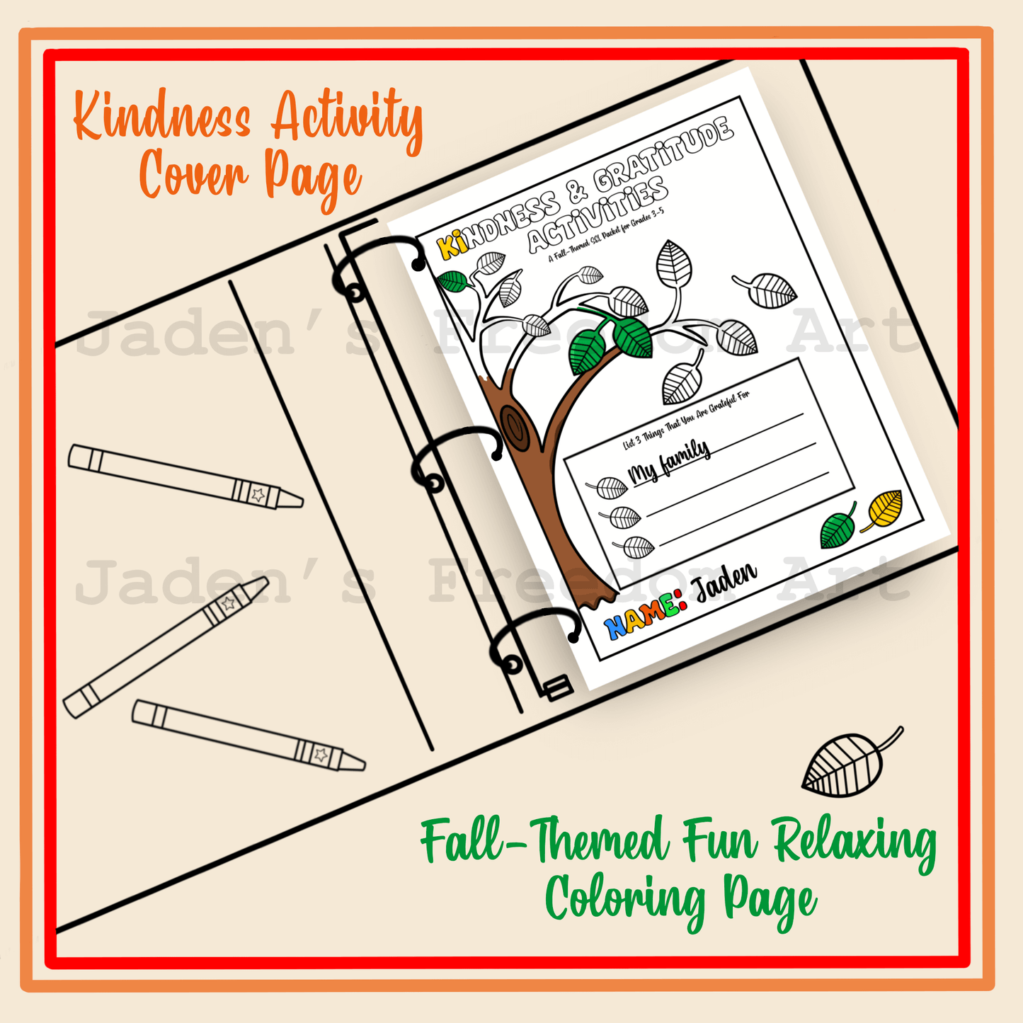 Kindness and Gratitude Activity Worksheets SEL Journal Prompts Crafts Affirmation Coloring Page Grades 3-5