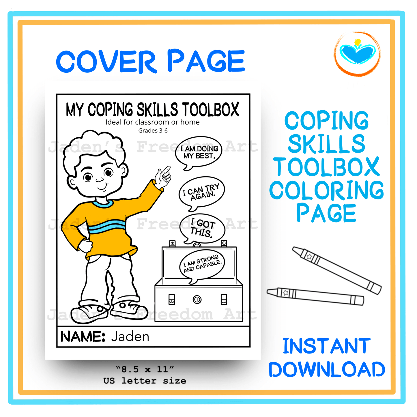 A Coping Skills Printable Toolbox Pack for Kids Emotions Feelings Check-In SEL Activity for Grades 3–6 Journaling Calm Coloring Pages Teachers Resources