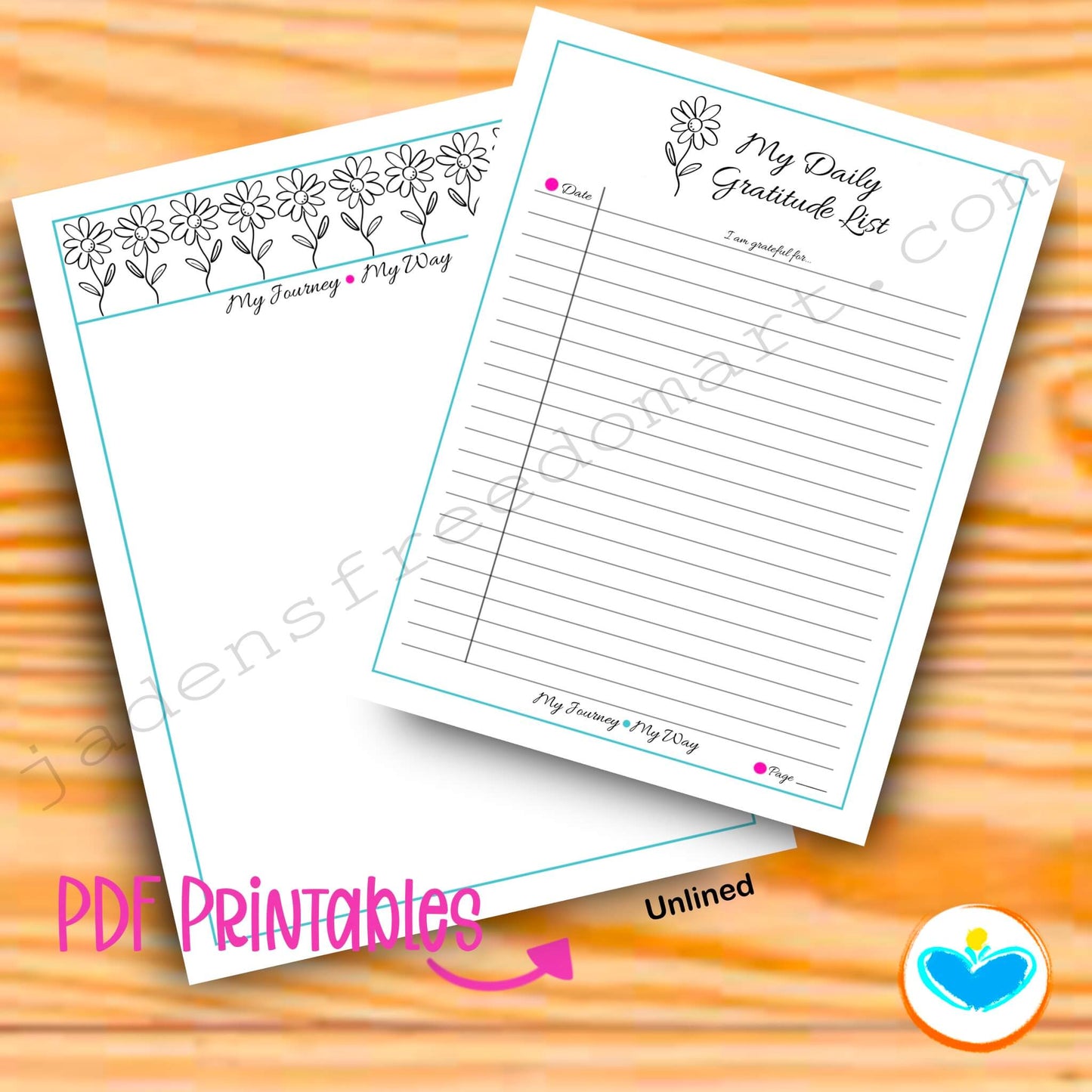 My Journey My Way Printable Journal & Stationery Set Floral Writing Pages, Gratitude List & Coloring Page Instant Download PDF