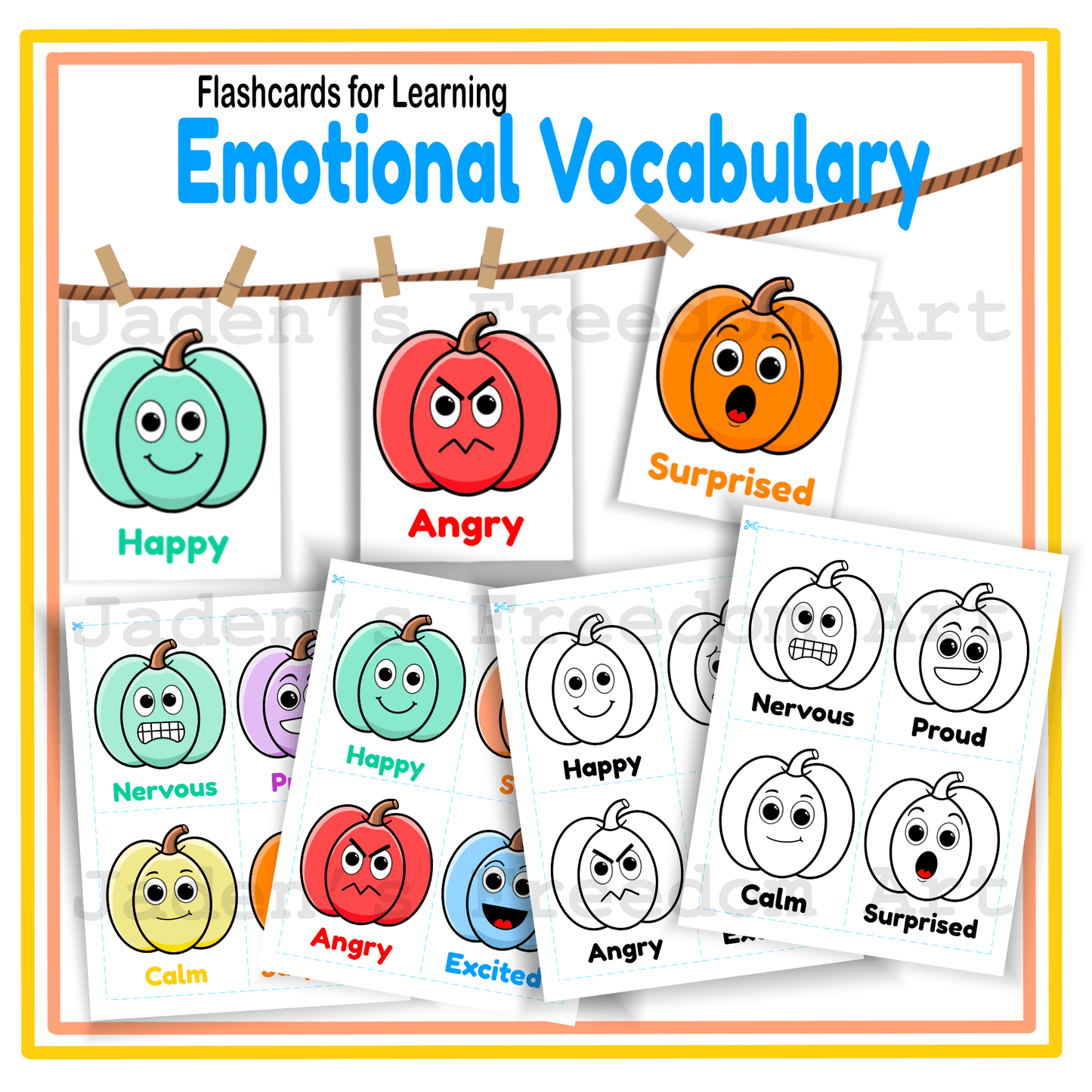 Fall Feelings Activities Pumpkin Themed SEL Pack Emotions Identification Worksheets Flashcards Kindergarten 1st and 2nd Grade
