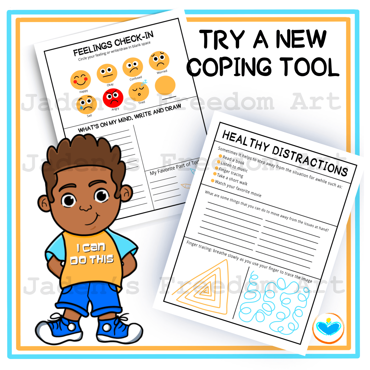 A Coping Skills Printable Toolbox Pack for Kids Emotions Feelings Check-In SEL Activity for Grades 3–6 Journaling Calm Coloring Pages Teachers Resources