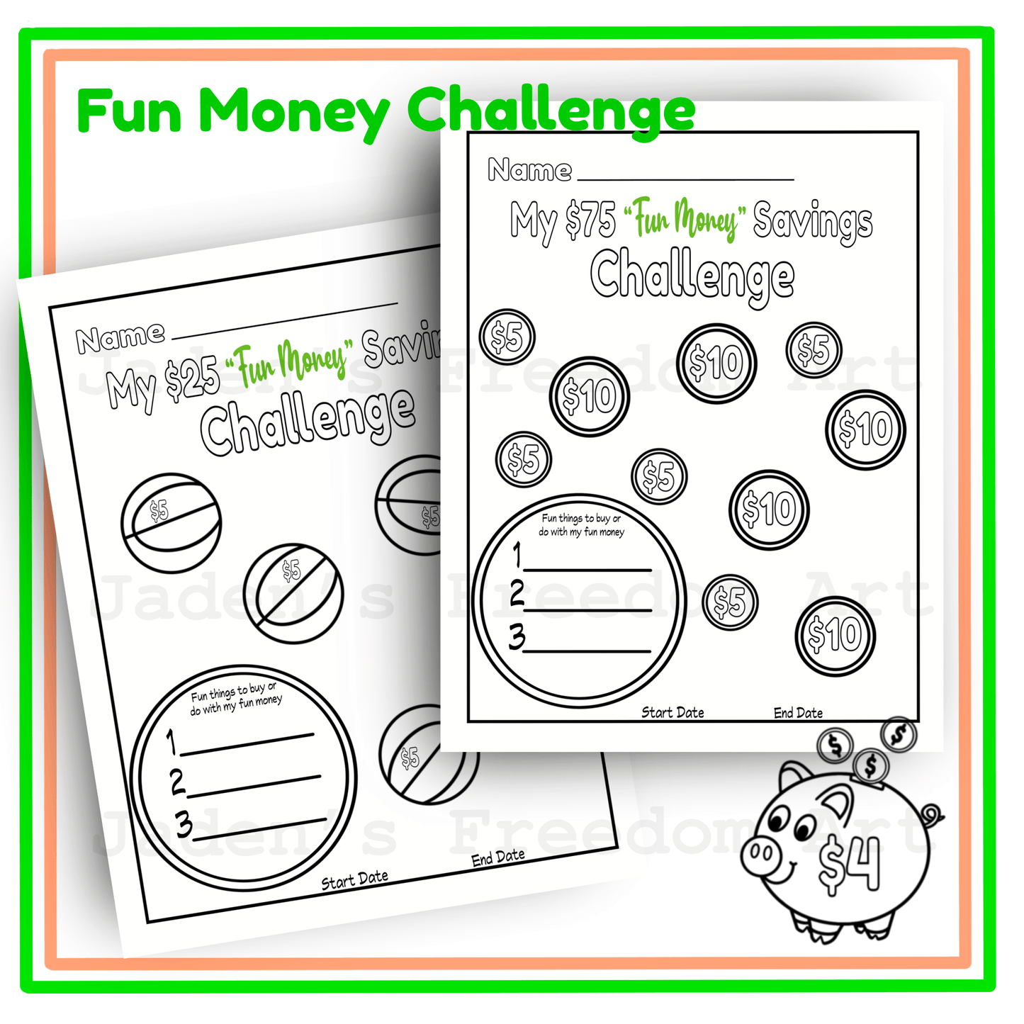 Kids Money Savings Challenge Activity Workbook 20 Financial Literacy Coloring Worksheets Save Give Spend Tracker Grades 2-5 Bonus