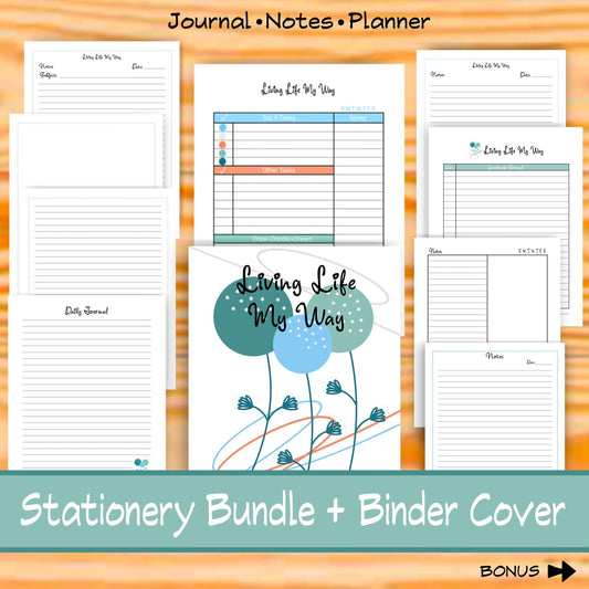 Abstract Design Printable Stationery PDF Bundle Letter Writing Paper Journaling Planning Notetaking Inspirational Lined Pages