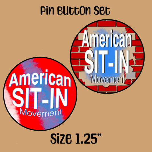 American Sit-In Movement Black History Pin Button set of 2 Educational School