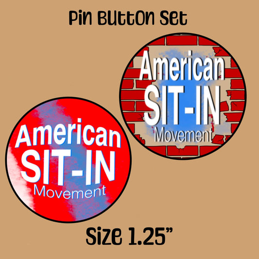 American Sit-In Movement Black History Pin Button set of 2 Educational Pin Button School