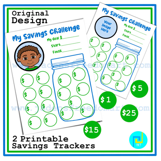 Boys Savings Tracker Challenge Printable Savings Money Worksheet Digital Tracker for Kids