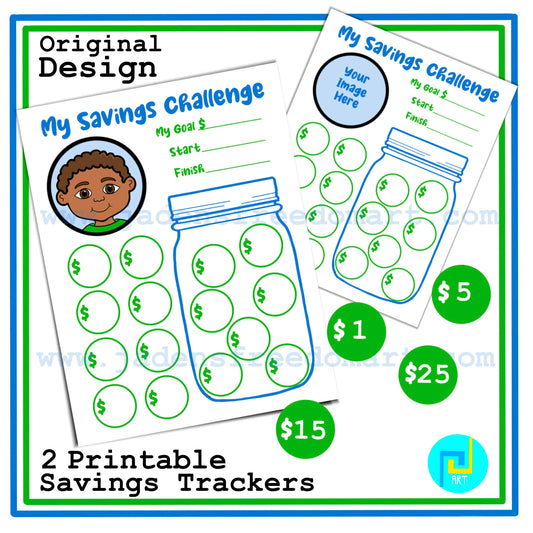 Boys Savings Challenge Tracker Printable Savings Money Worksheet Digital Tracker for Kids