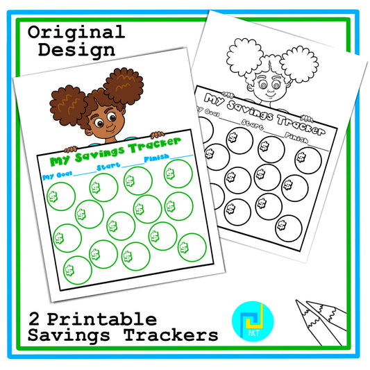 Savings Tracker for Kids Printable Savings Challenge Worksheet Digital Download Coloring Page