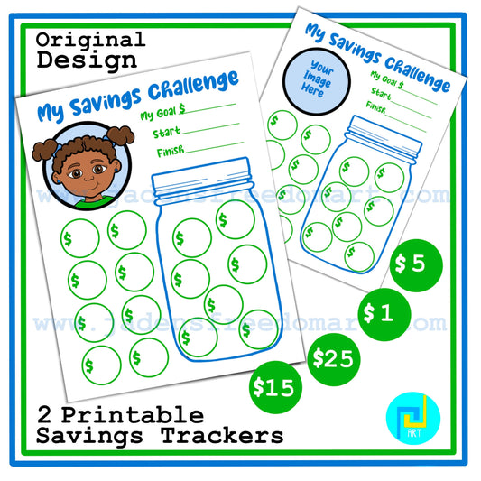 Kids Savings Tracker Challenge Printable Savings Money Worksheet Digital Tracker for Girls