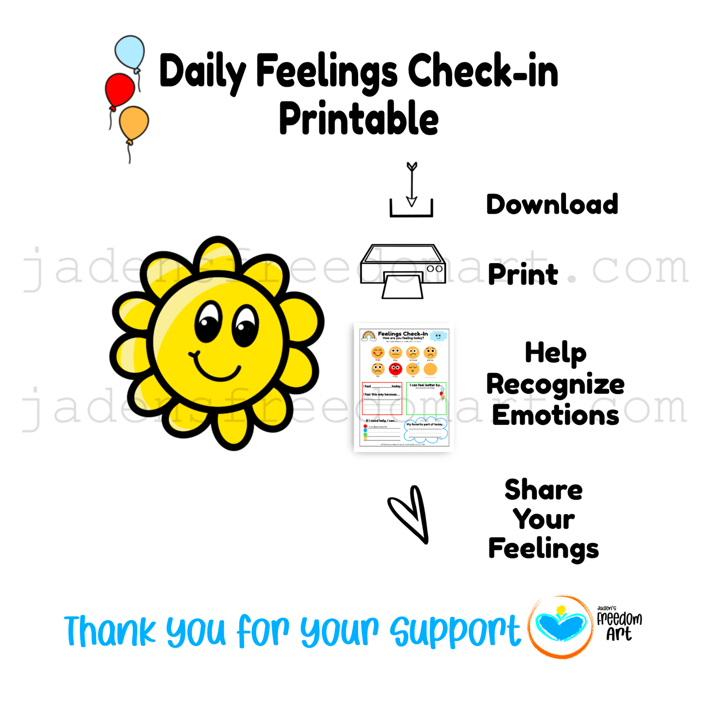 Daily Feelings Check-In Worksheet SEL Morning Meeting Activity Emotions Chart for Kids Grades K–3 Coping Skills Self-Awareness