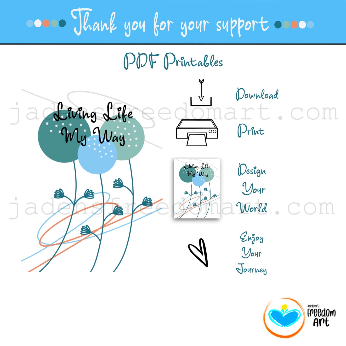 Printable Boho Stationery Journal Pages Daily Planner Notes Gratitude Binder Cover US Letter PDF Living Life My Way