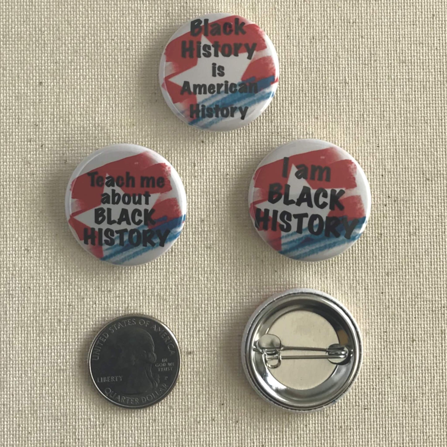 American History Black History Pinback Buttons Set of 3 Educational Pins Empowerment Inspiratonal Pins