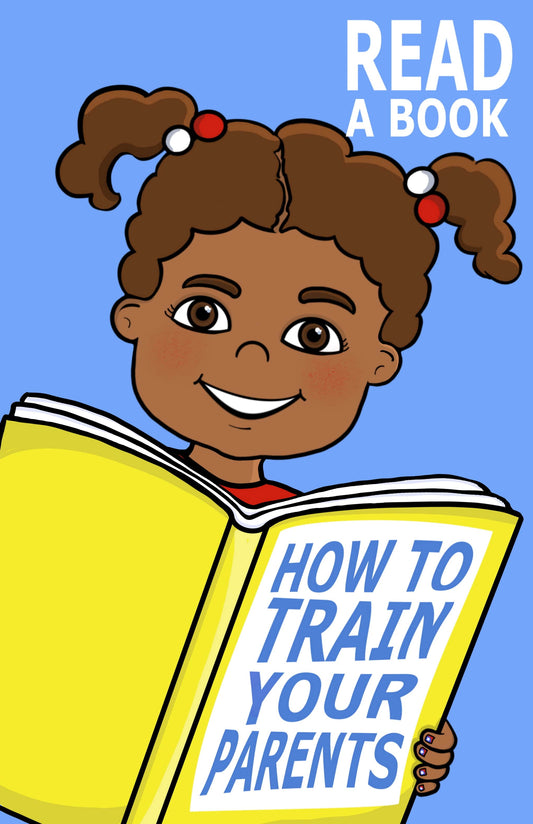 African American Girl Reading a Book Cartoon Drawing