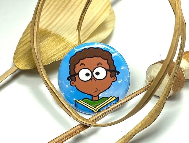 Boy Reading Book Educational School Backpack Pin Button Book Lovers Pin African American Kid