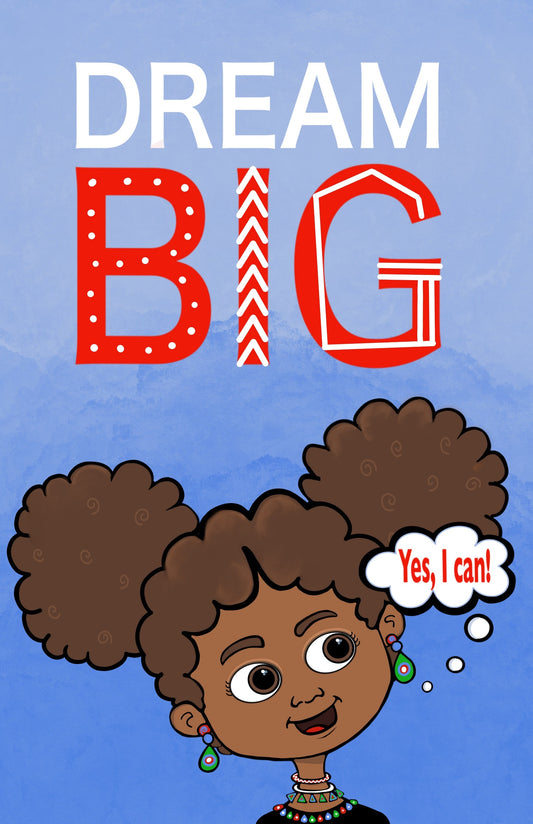 African American Cartoon Girl Dream Big Artwork