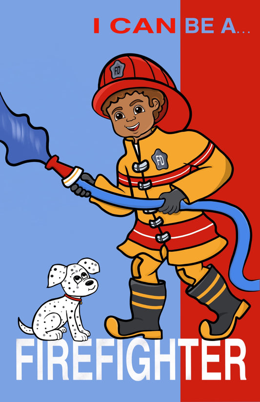Cartoon Firefighter and Dog 