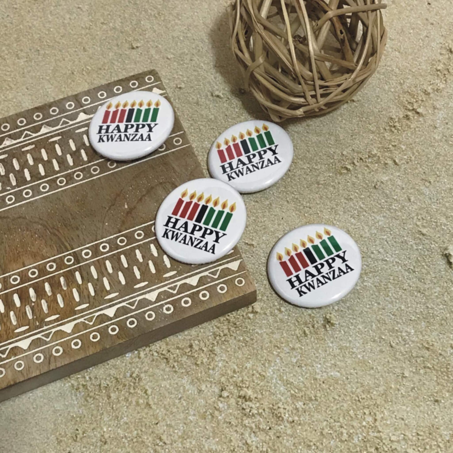Celebrate Kwanzaa Pinback Button Holiday Pins Educational Inpirational Festive