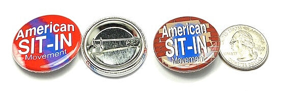 American Sit-In Movement Black History Pin Button set of 2 Educational Pin Button School