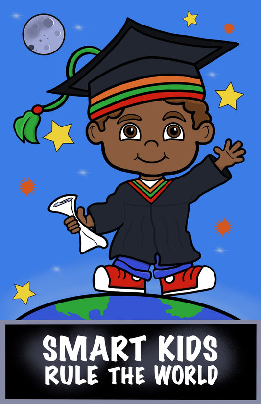 African American Kid wearing Cap and Gown Graduation Image